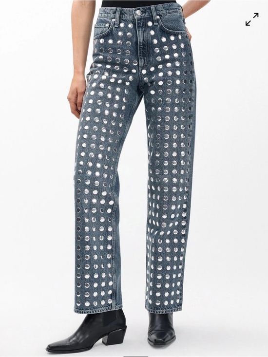 rag & bone Denim - Rag & Bone The Shea High-Rise Relaxed Straight Studded Jeans